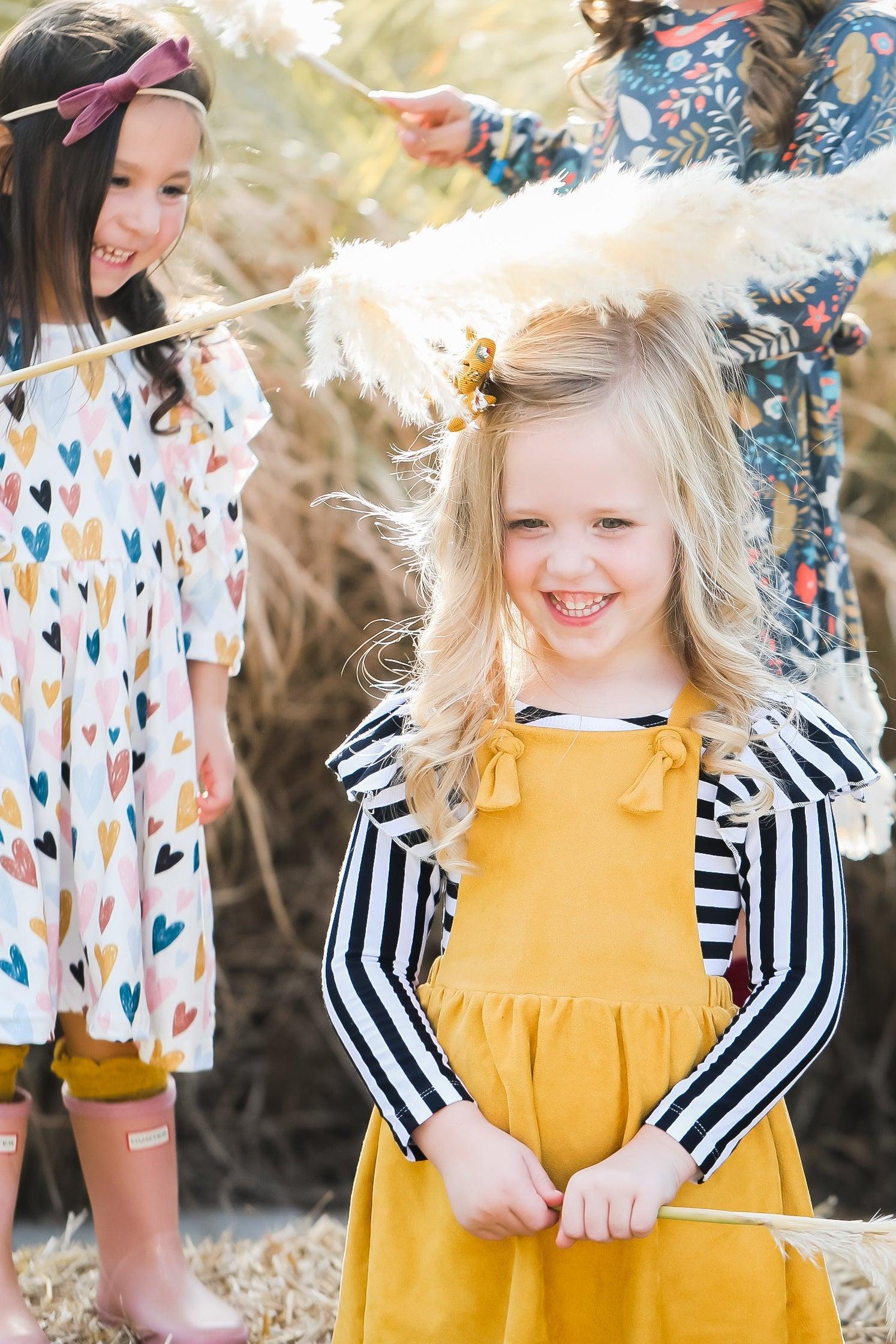 Mustard Faux Suede Pinafore - Aaria Tees Aaria Tees