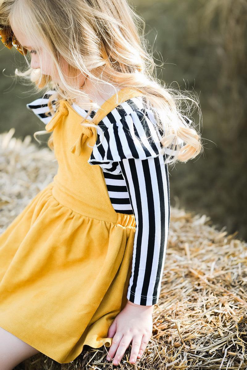 Mustard Faux Suede Pinafore - Aaria Tees Aaria Tees