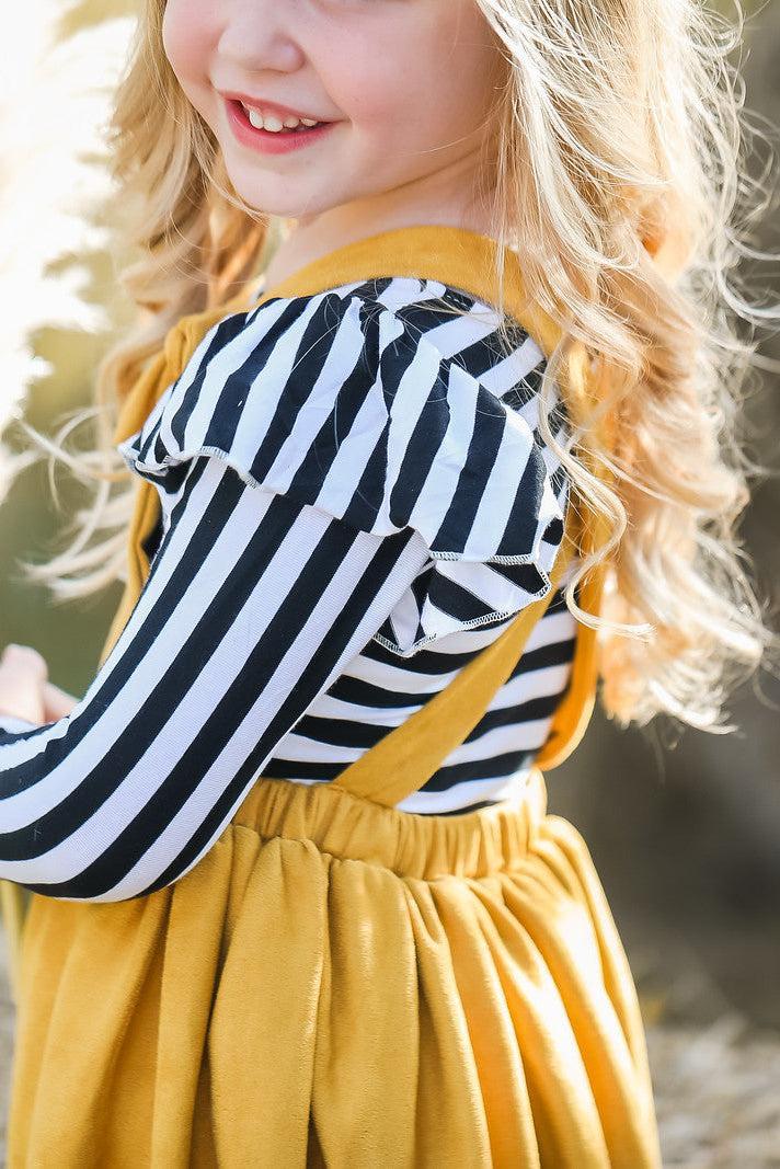 Mustard Faux Suede Pinafore - Aaria Tees Aaria Tees