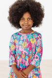 SALE Feeling Floral 3/4 Sleeve Pocket Twirl Dress - Aaria Tees Aaria Tees