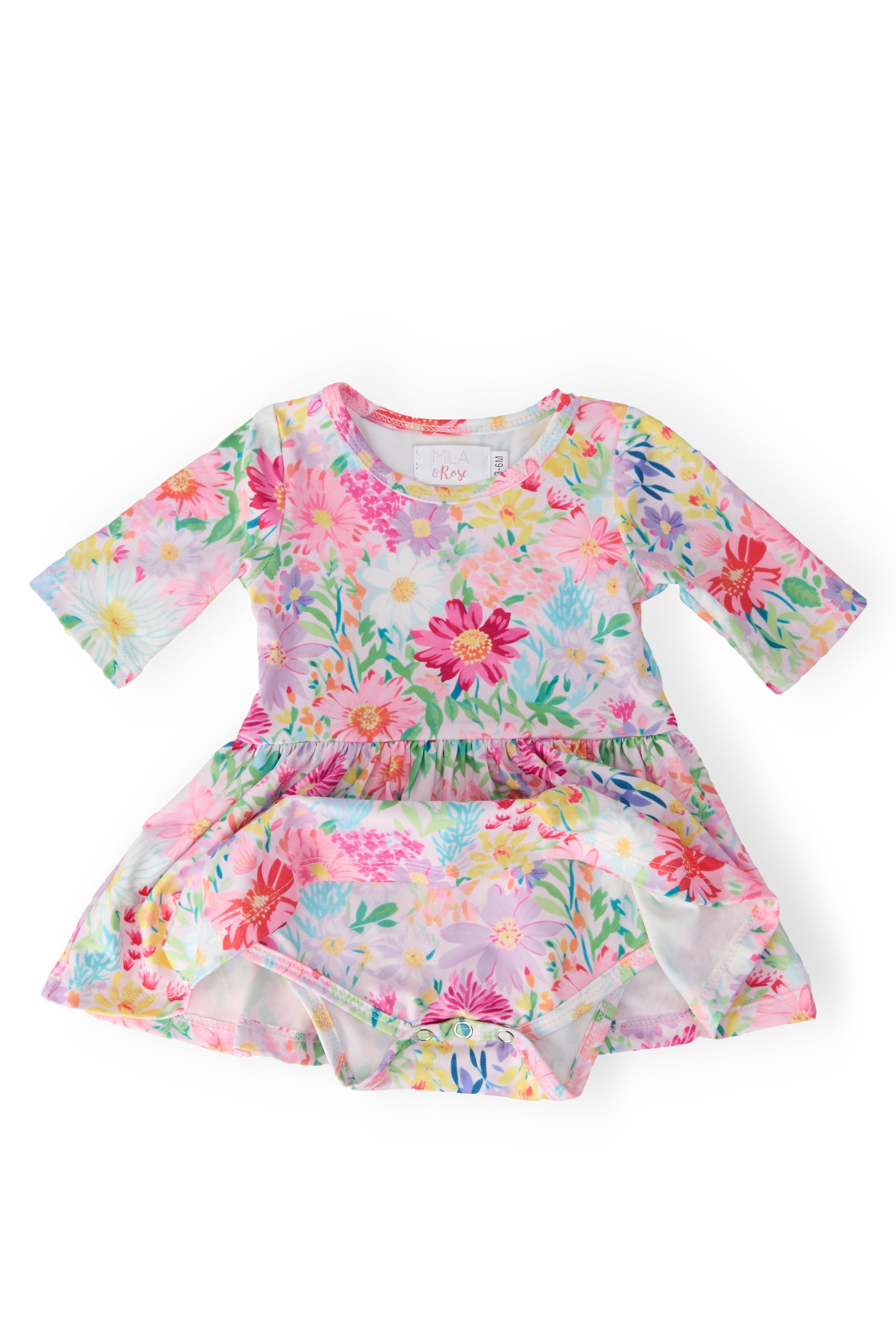 Field of Flowers 3/4 Twirl Bodysuit - Aaria Tees Aaria Tees