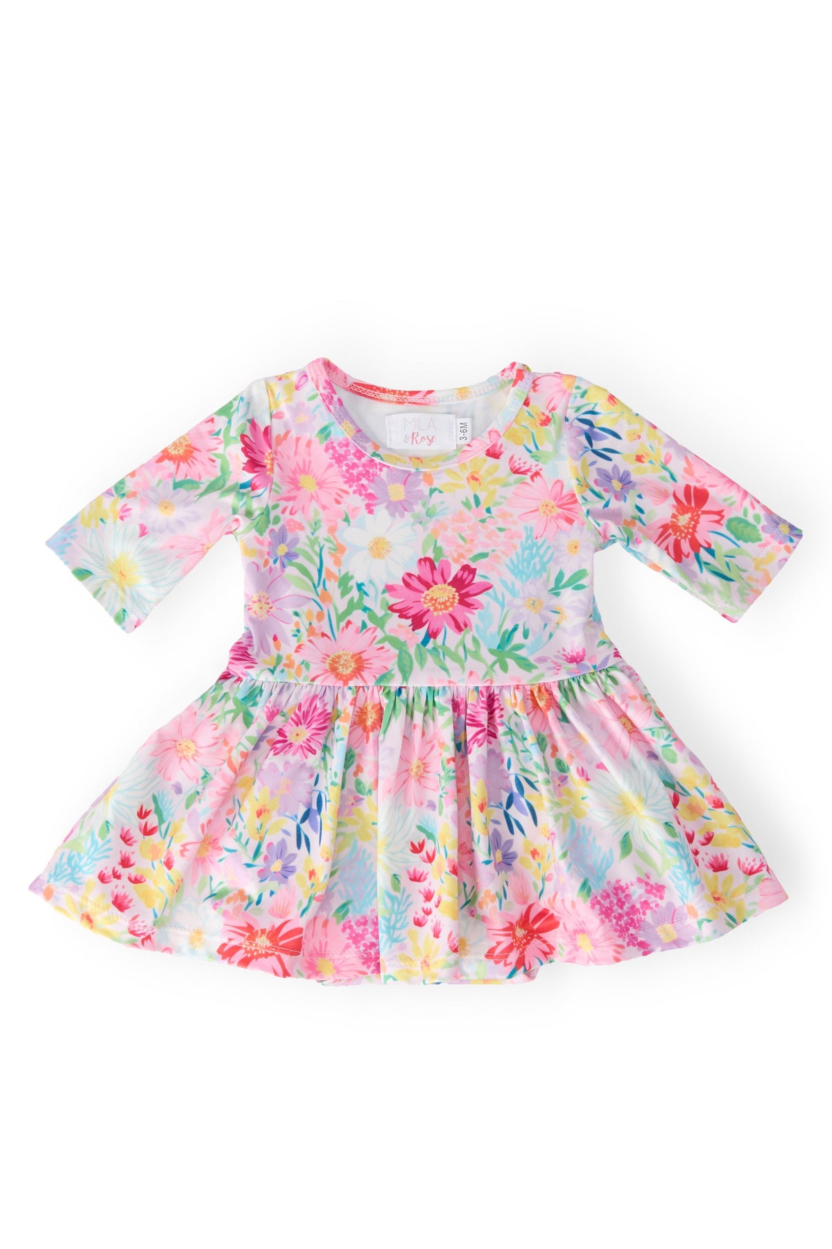 Field of Flowers 3/4 Twirl Bodysuit - Aaria Tees