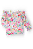 Field of Flowers L/S Ruffle Tee - Aaria Tees Aaria Tees