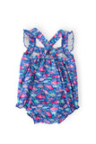 Fish in the Sea Ruffle Cross Back Romper - Aaria Tees Aaria Tees