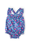 Fish in the Sea Ruffle Cross Back Romper - Aaria Tees Aaria Tees