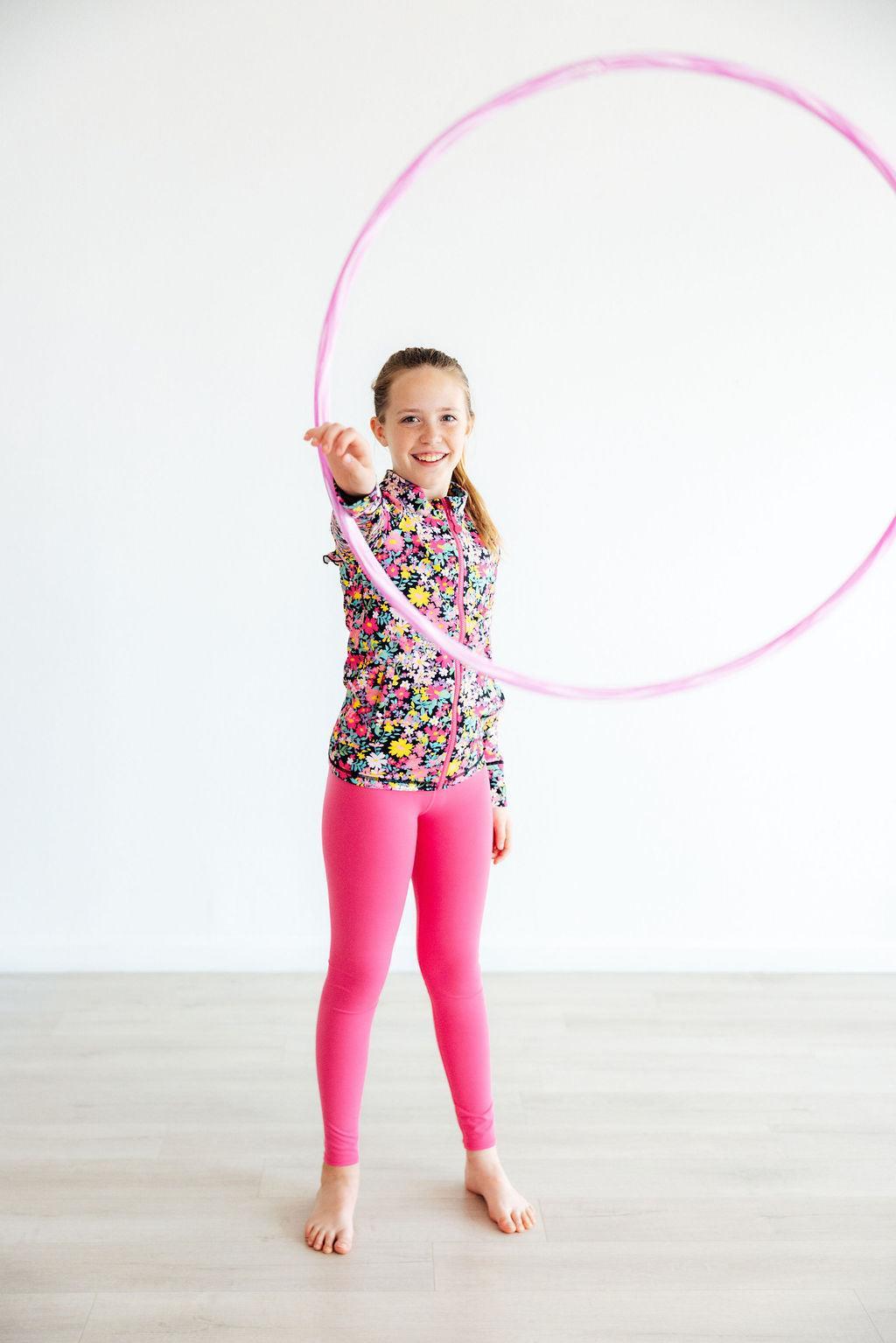 SALE Flexible Floral Full-Zip Ruffle Active Jacket - Aaria Tees Aaria Tees