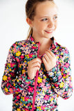SALE Flexible Floral Full-Zip Ruffle Active Jacket - Aaria Tees Aaria Tees