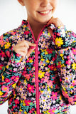 SALE Flexible Floral Full-Zip Ruffle Active Jacket - Aaria Tees Aaria Tees