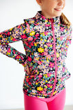 SALE Flexible Floral Full-Zip Ruffle Active Jacket - Aaria Tees Aaria Tees