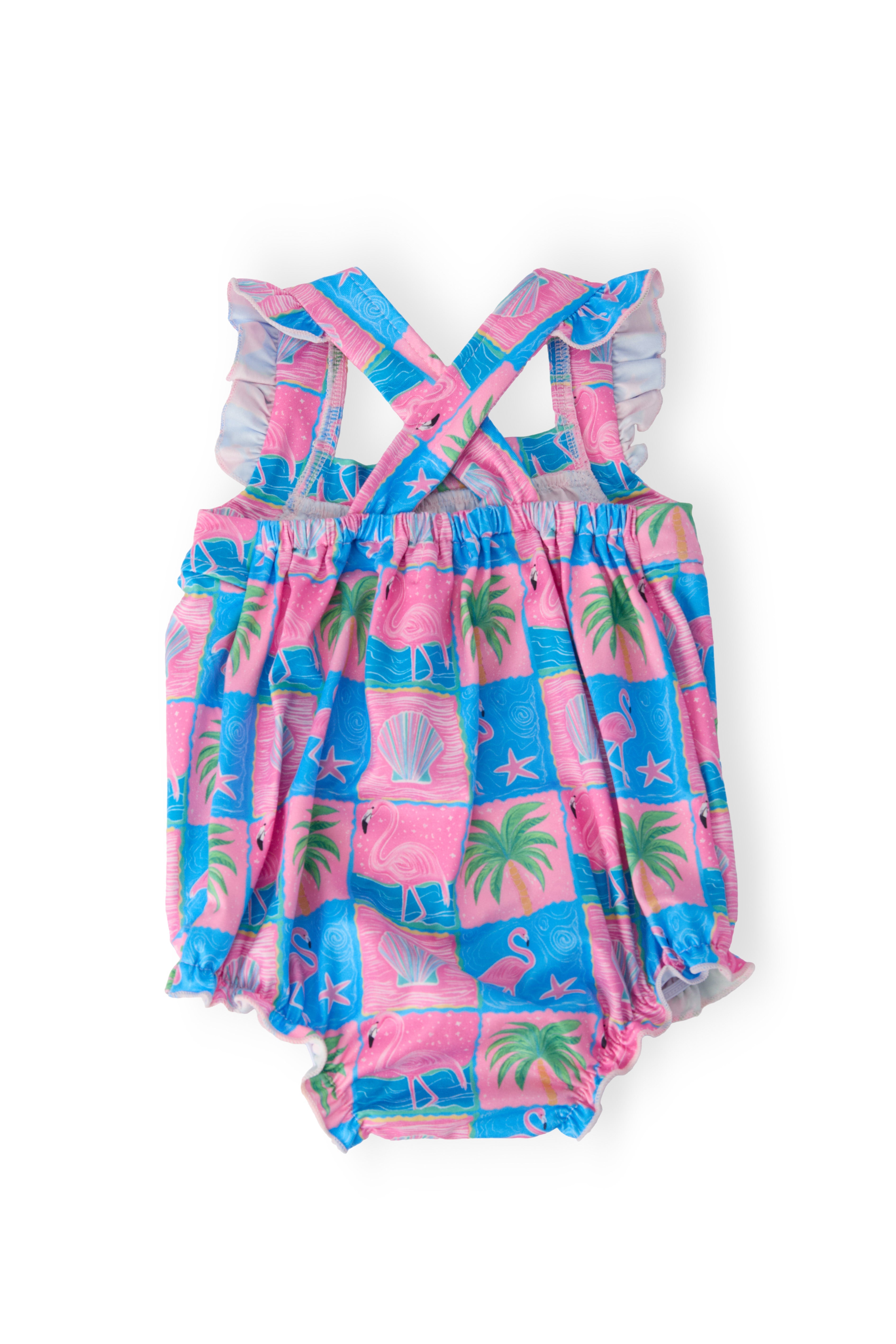 Flock Star Ruffle Cross Back Romper - Aaria Tees Aaria Tees