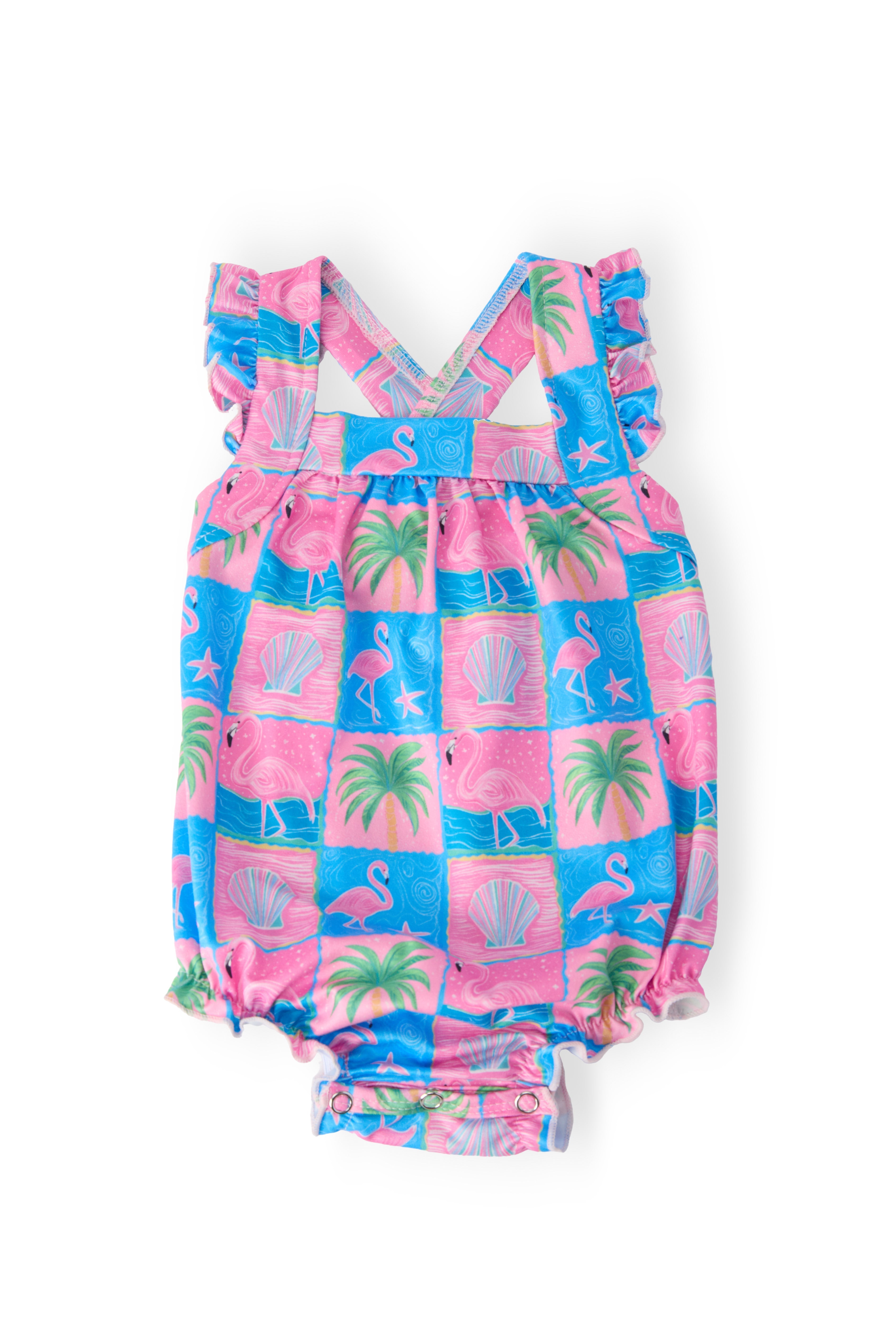 Flock Star Ruffle Cross Back Romper - Aaria Tees Aaria Tees