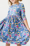 Flora 3/4 Sleeve Pocket Twirl Dress - Aaria Tees Aaria Tees