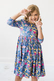 Flora 3/4 Sleeve Pocket Twirl Dress - Aaria Tees Aaria Tees