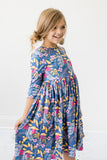 Flora 3/4 Sleeve Pocket Twirl Dress - Aaria Tees Aaria Tees