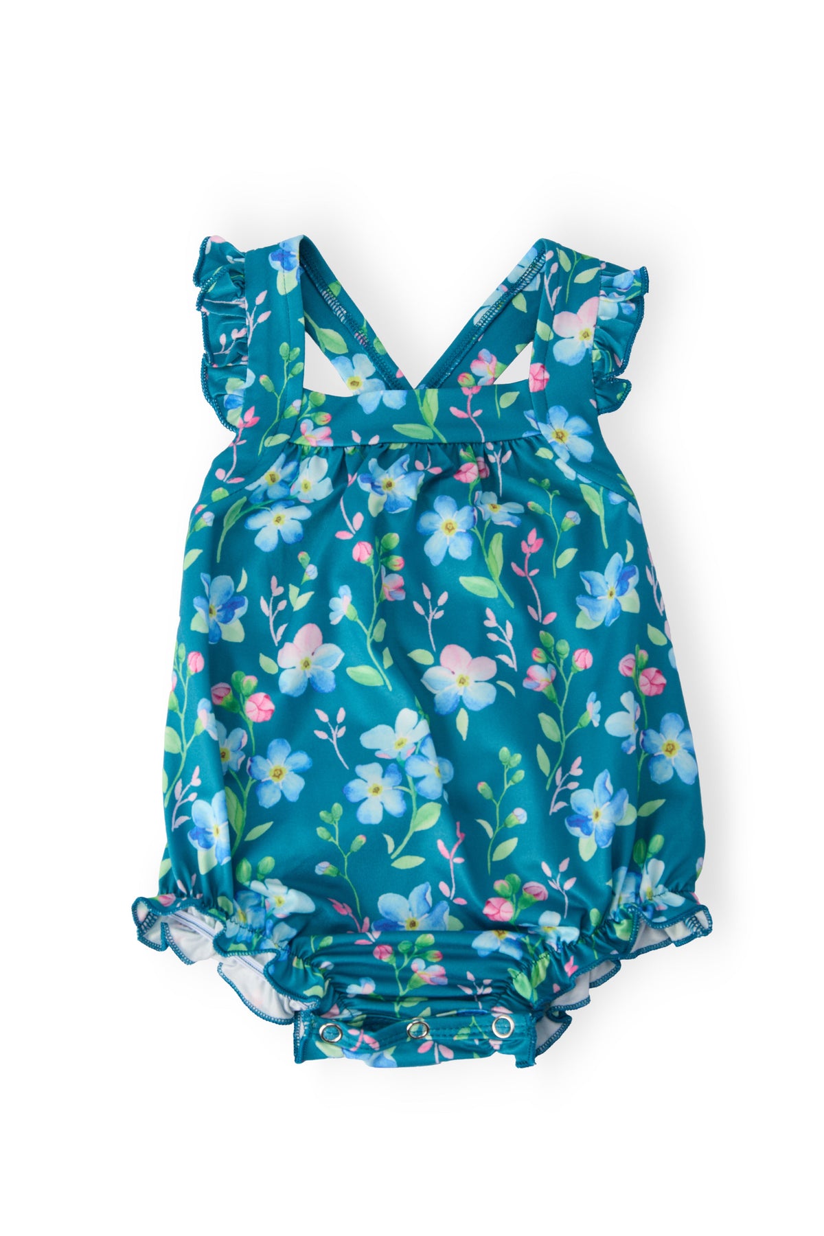 Floral Breeze Ruffle Cross Back Romper - Aaria Tees
