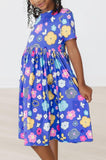 Floral Frenzy S/S Pocket Twirl Dress - Aaria Tees Aaria Tees