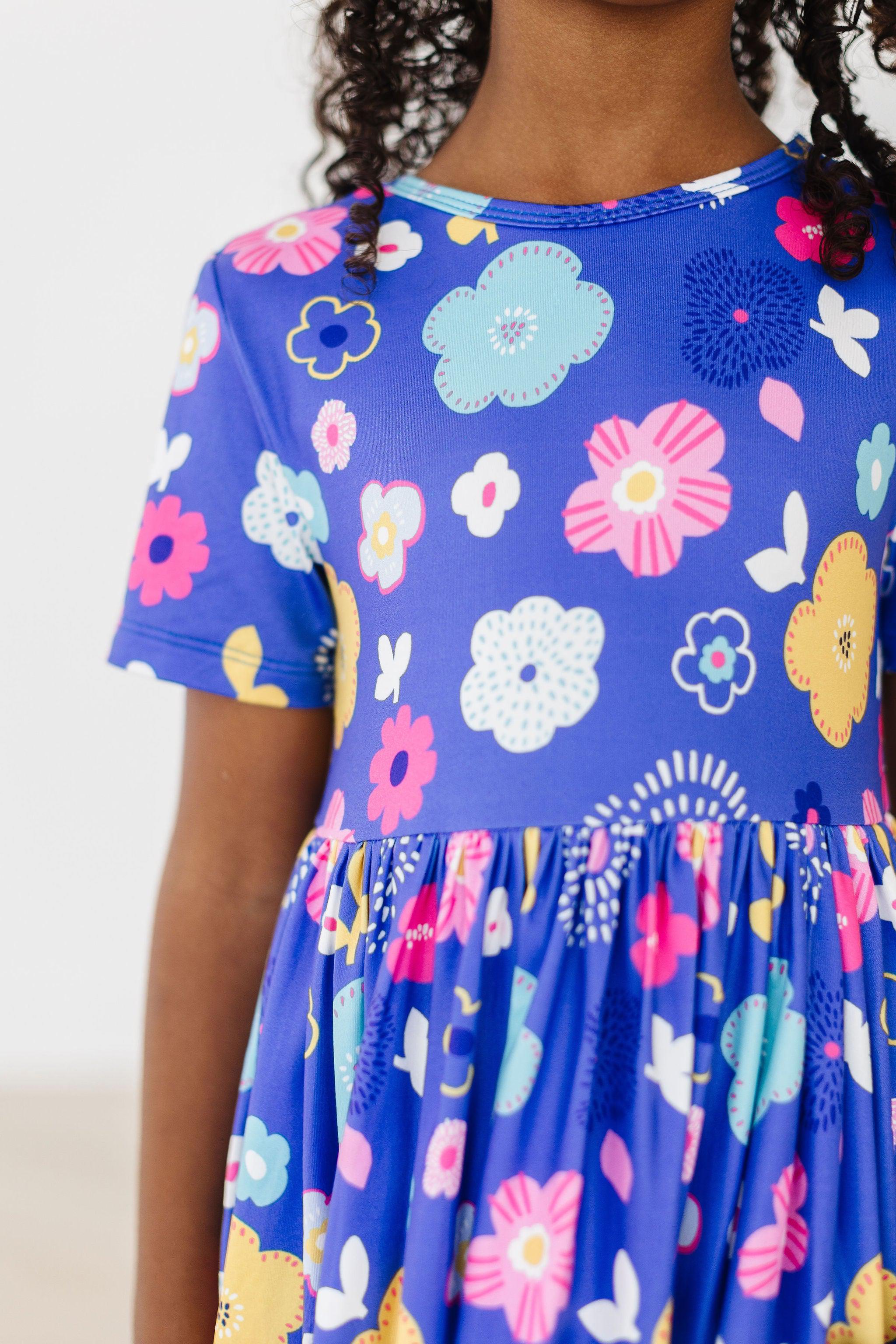 Floral Frenzy S/S Pocket Twirl Dress - Aaria Tees Aaria Tees