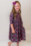 Flower Farm 3/4 Sleeve Pocket Twirl Dress - Aaria Tees Aaria Tees