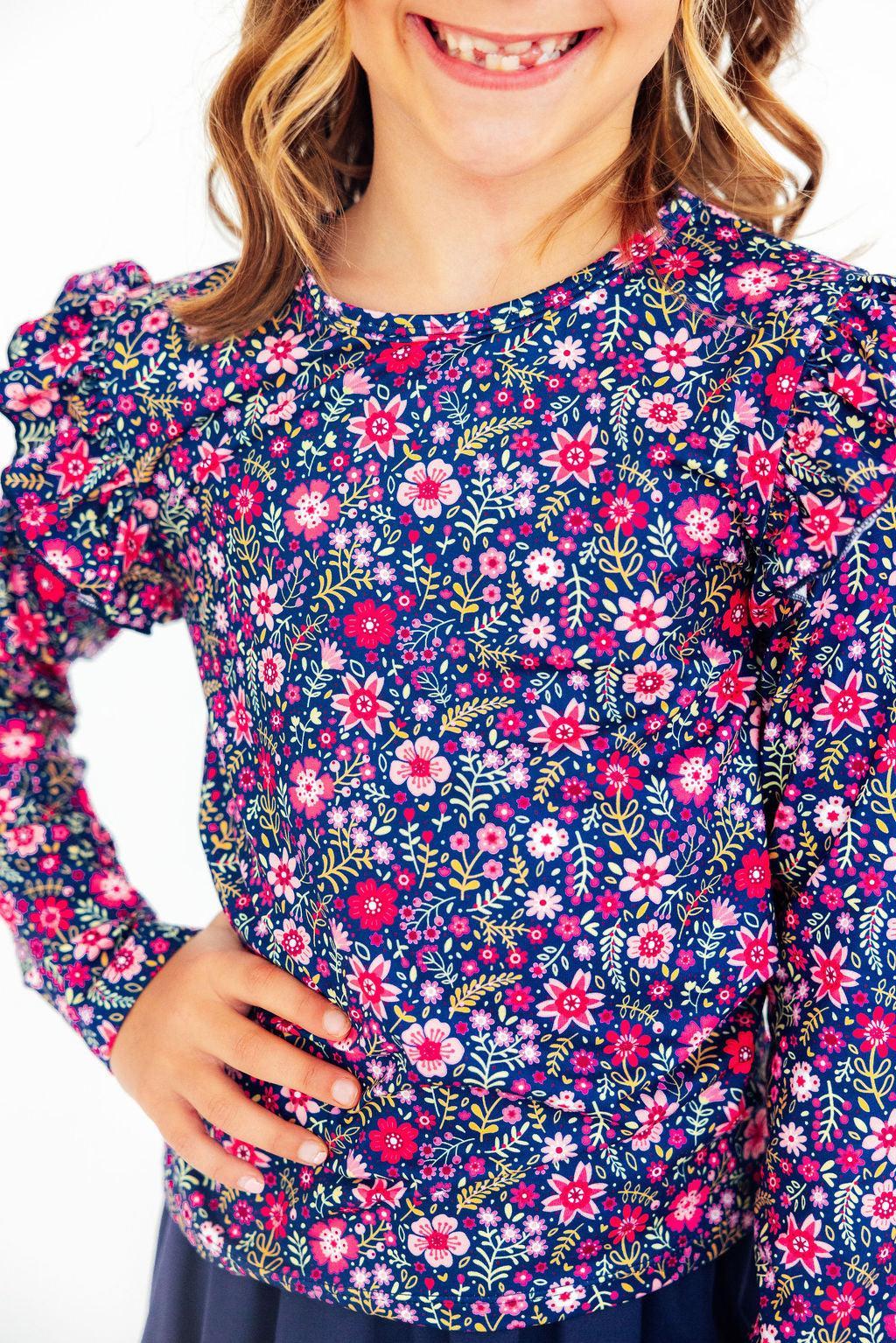 Flower Farm L/S Ruffle Tee - Aaria Tees Aaria Tees