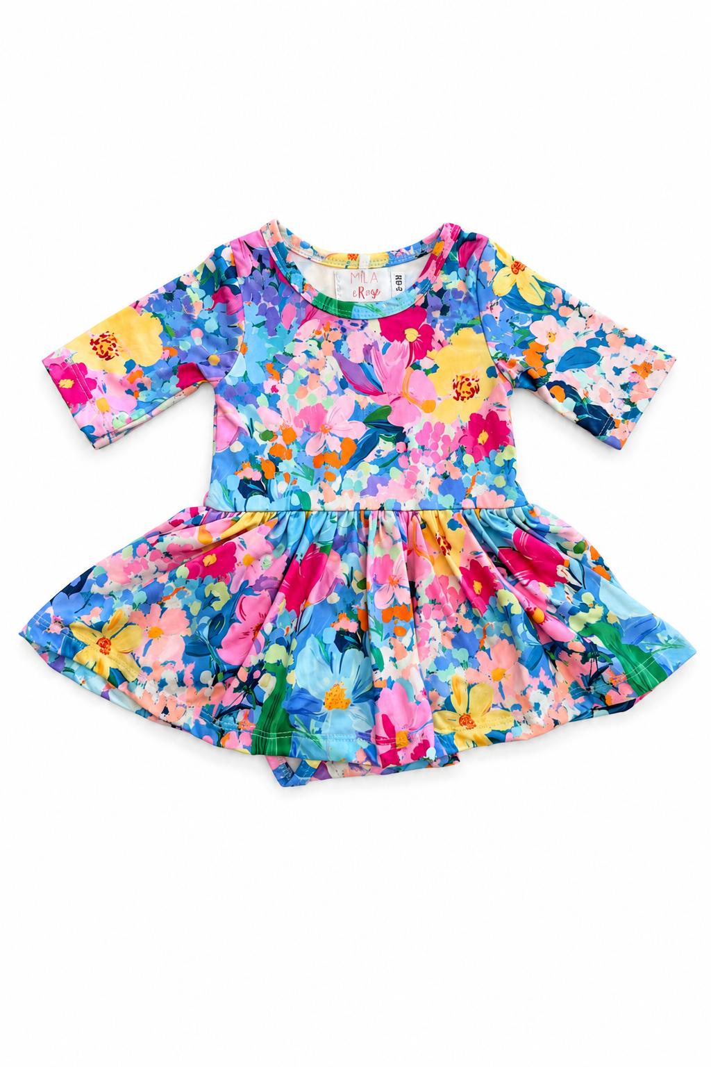 Flower Market 3/4 Sleeve Twirl Bodysuit - Aaria Tees Aaria Tees