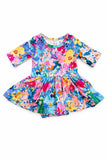 Flower Market 3/4 Sleeve Twirl Bodysuit - Aaria Tees Aaria Tees