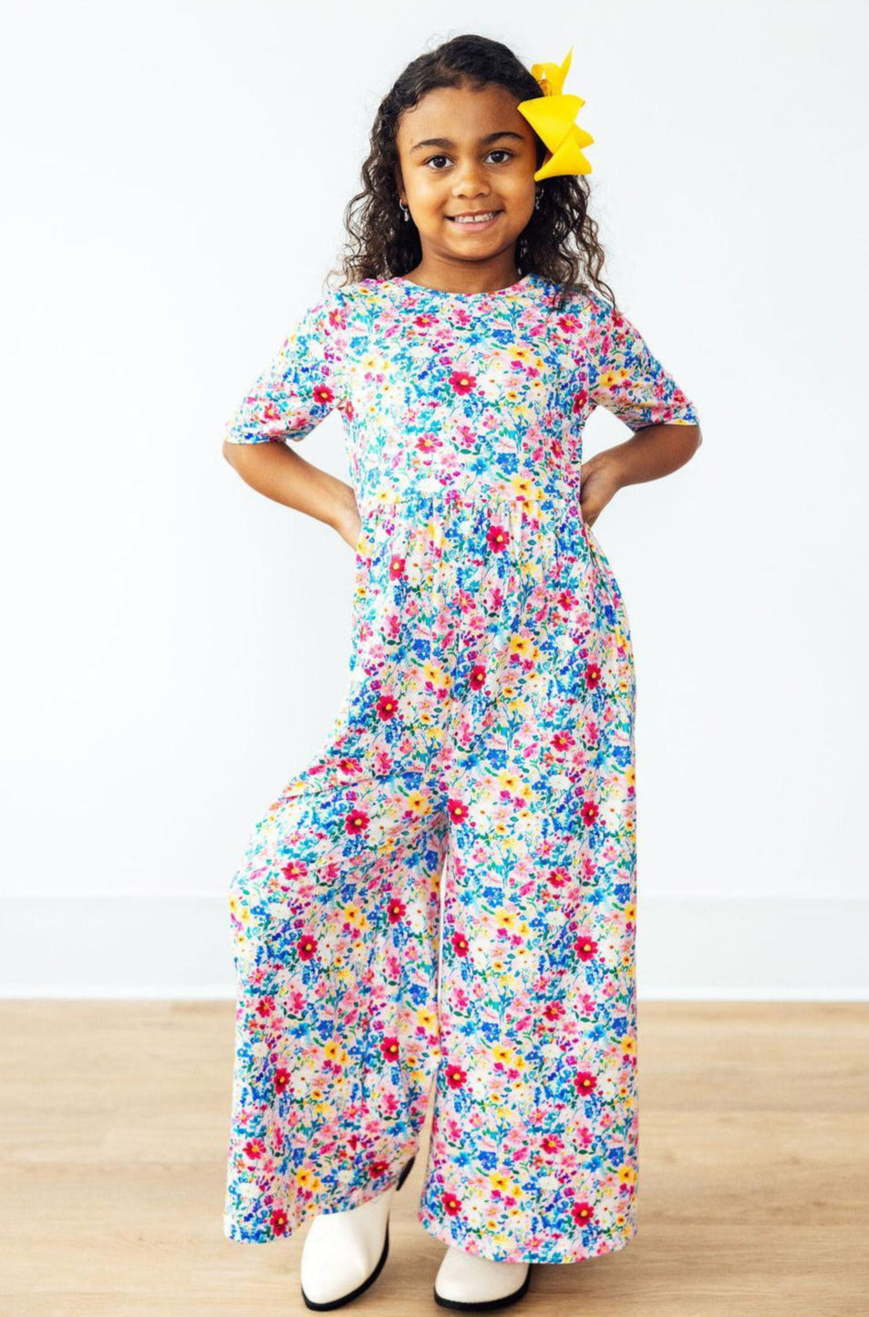 Fluttering Flowers Wide Leg Jumpsuit - Aaria Tees Aaria Tees