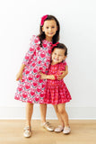 Fluttering Hearts 3/4 Sleeve Ruffle Twirl Dress - Aaria Tees Aaria Tees