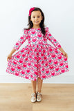 Fluttering Hearts 3/4 Sleeve Ruffle Twirl Dress - Aaria Tees Aaria Tees