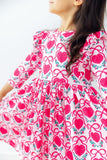 Fluttering Hearts 3/4 Sleeve Ruffle Twirl Dress - Aaria Tees Aaria Tees