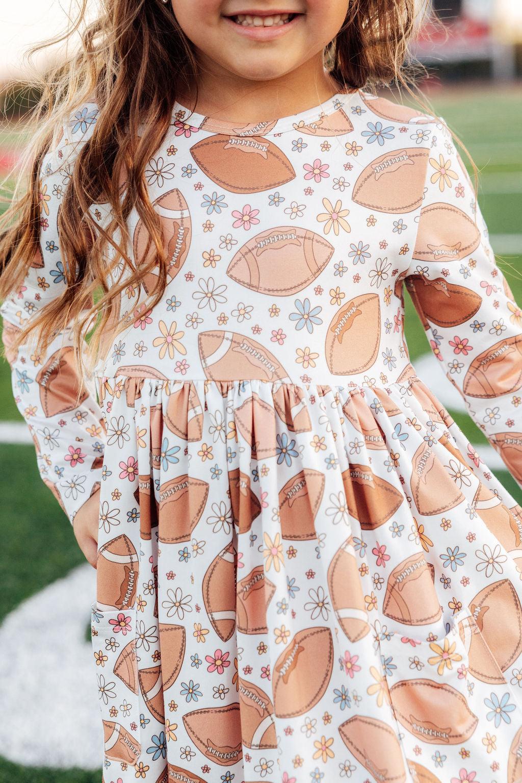 Football Friday L/S Pocket Twirl Dress - Aaria Tees Aaria Tees