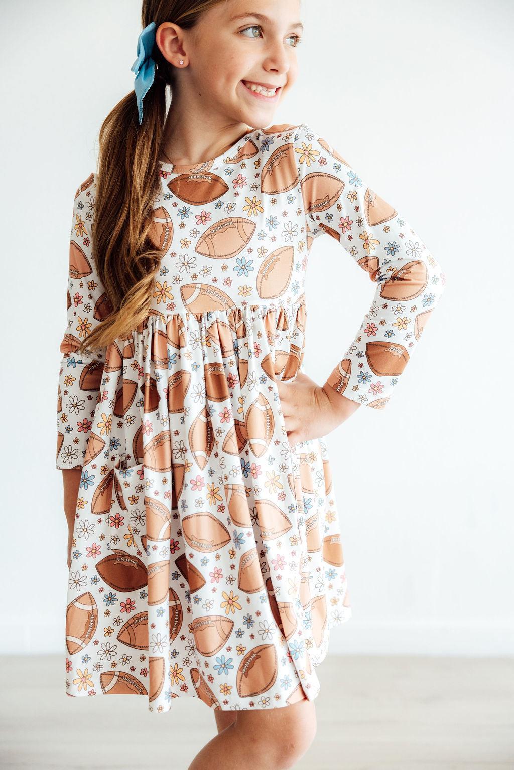 Football Friday L/S Pocket Twirl Dress - Aaria Tees Aaria Tees