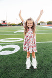 Footballs & Flowers 3/4 Sleeve Pocket Twirl Dress - Aaria Tees Aaria Tees