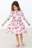 Footballs & Flowers 3/4 Sleeve Pocket Twirl Dress - Aaria Tees Aaria Tees