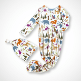 Forest Friends Newborn Bamboo Gown - Aaria Tees Aaria Tees