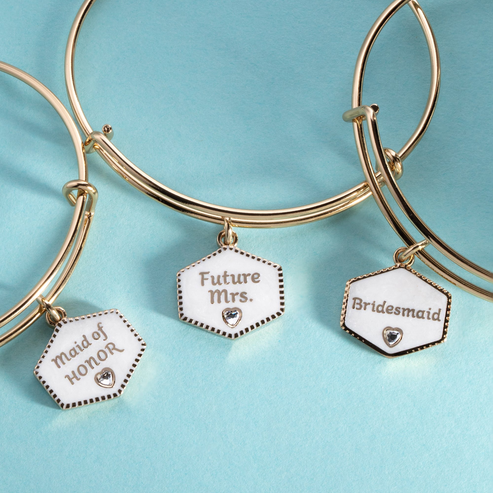 'Future Mrs.' Mother of Pearl Charm Bangle - Aaria Tees Aaria Tees