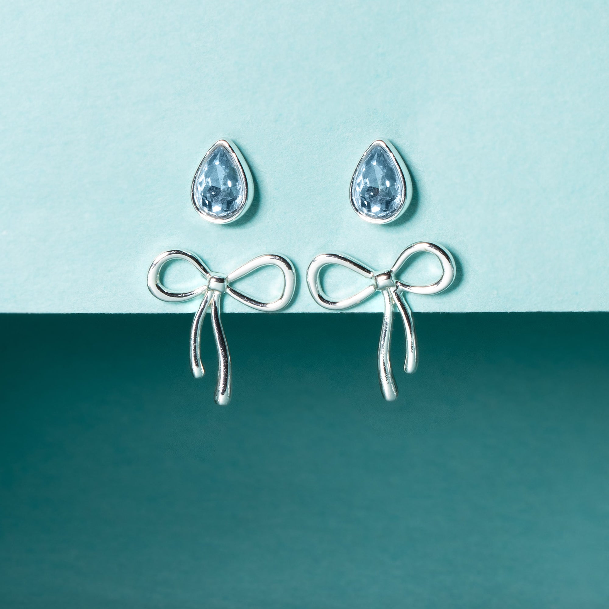 Bow & Teardrop Stud Earring Set - Aaria Tees Aaria Tees