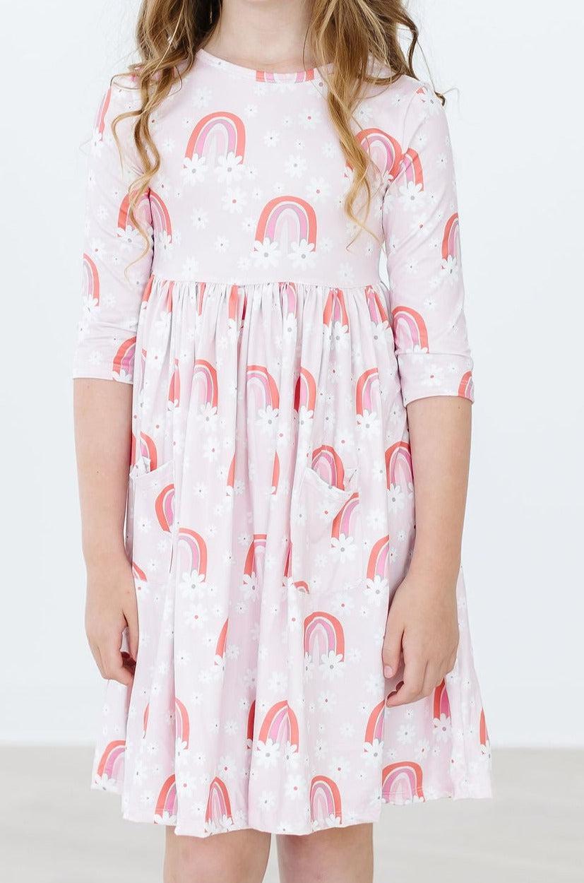 SALE Fun & Flowers 3/4 Sleeve Pocket Twirl Dress - Aaria Tees Aaria Tees