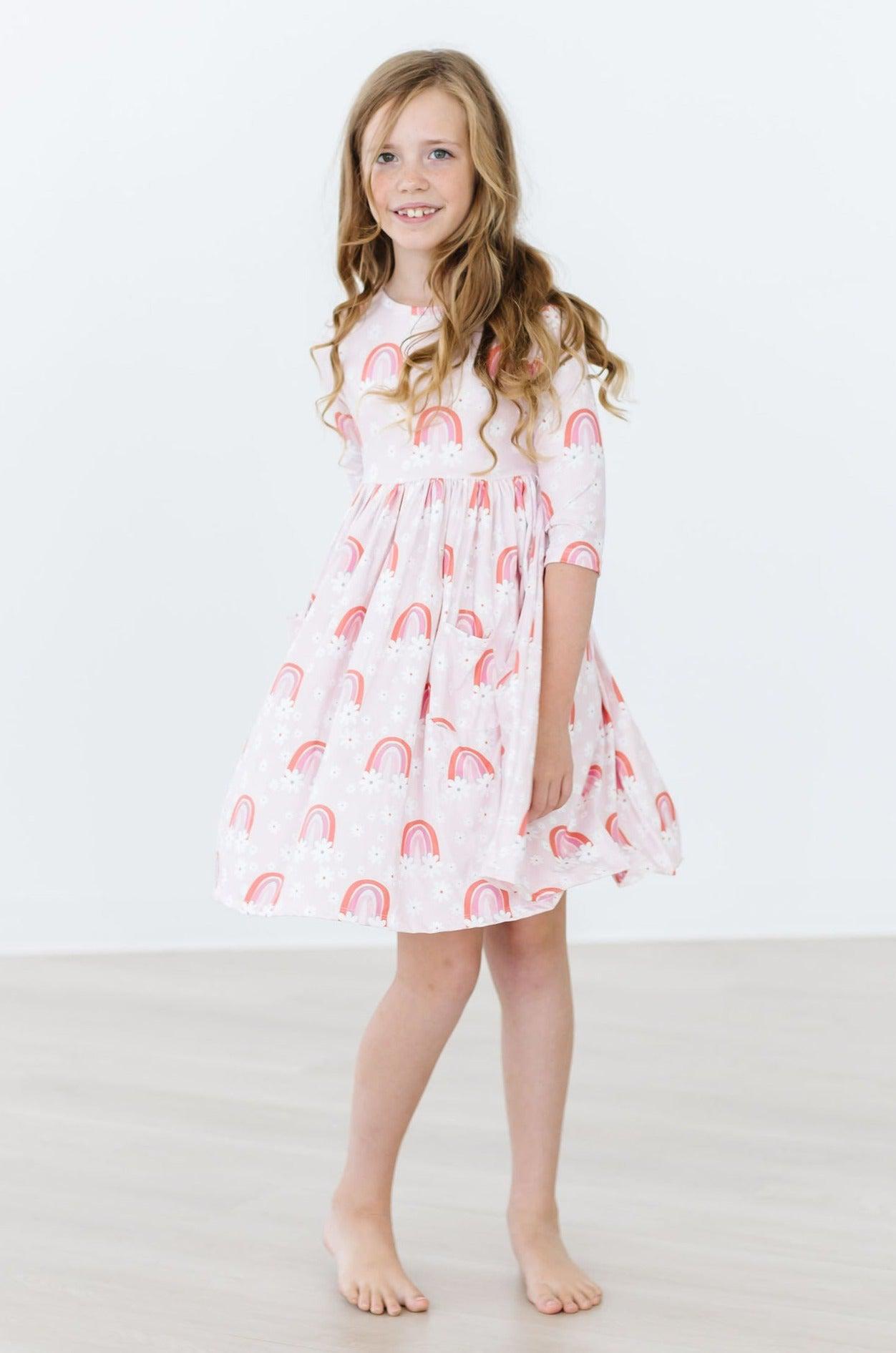 SALE Fun & Flowers 3/4 Sleeve Pocket Twirl Dress - Aaria Tees Aaria Tees