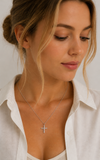 Gabriella CZ Cross Necklace Aaria Tees