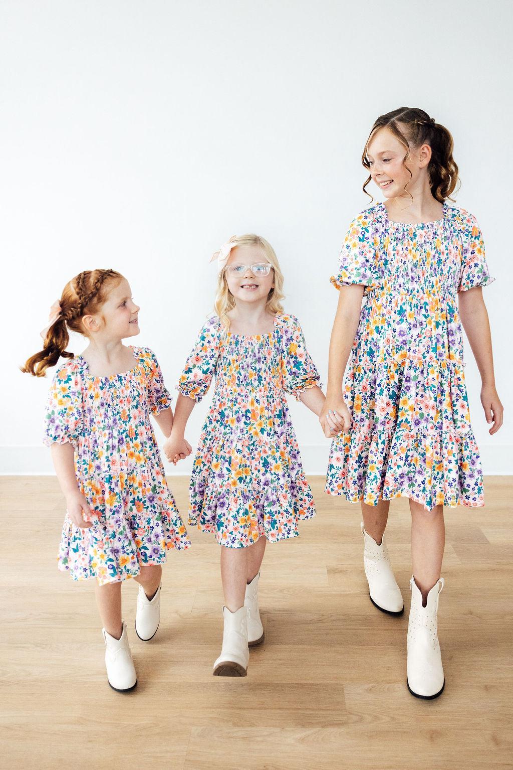 Garden Groove Smocked Ruffle Dress - Aaria Tees Aaria Tees