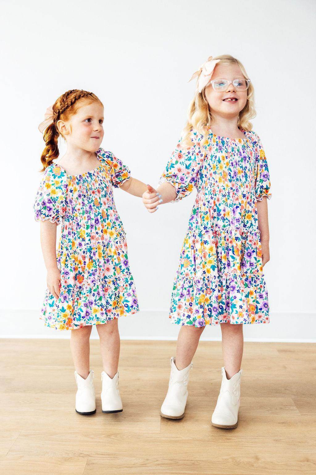 Garden Groove Smocked Ruffle Dress - Aaria Tees Aaria Tees