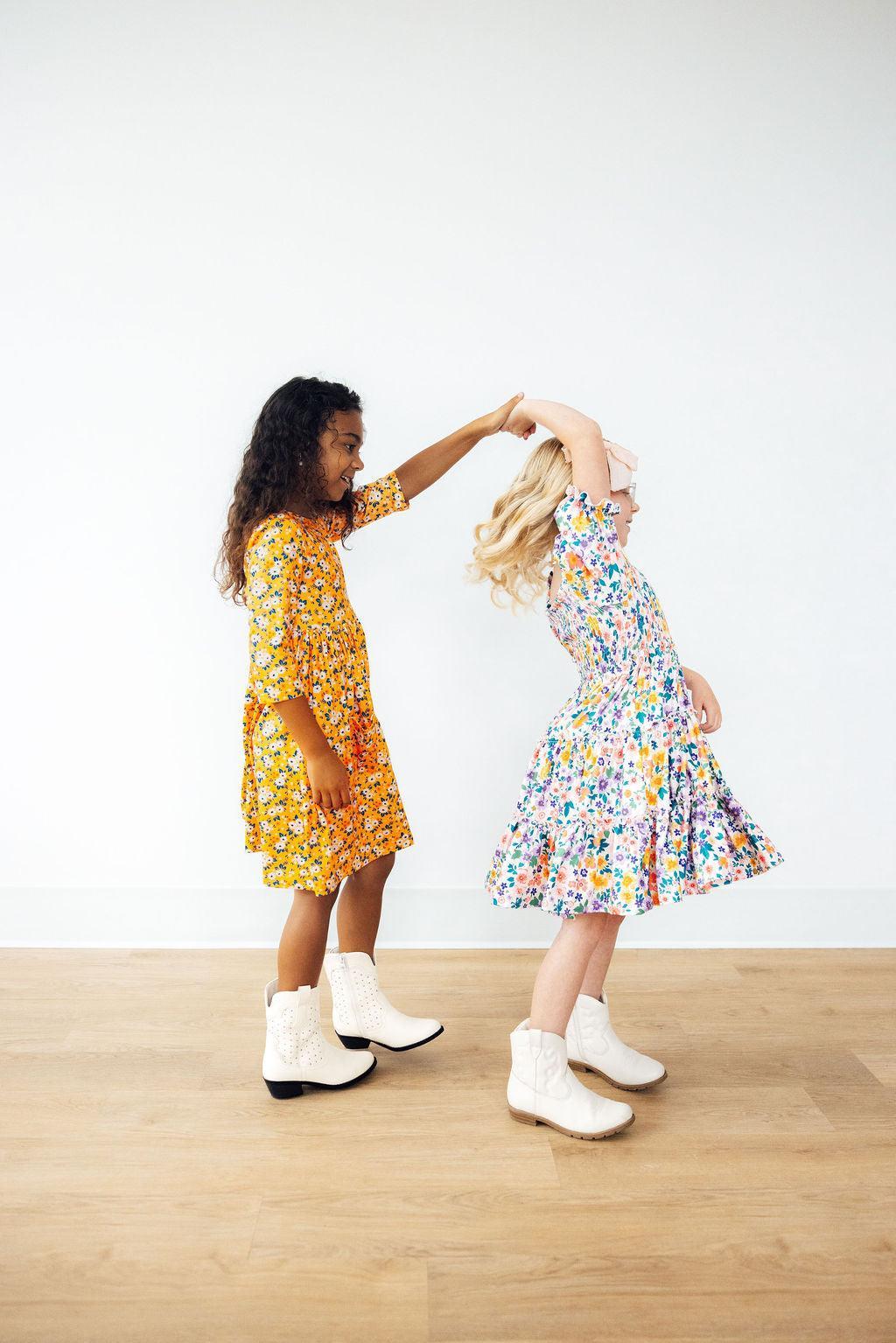 Garden Groove Smocked Ruffle Dress - Aaria Tees Aaria Tees