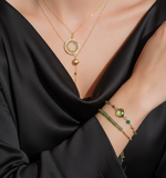 Peridot Halo Mini Gold Pendant Aaria Tees