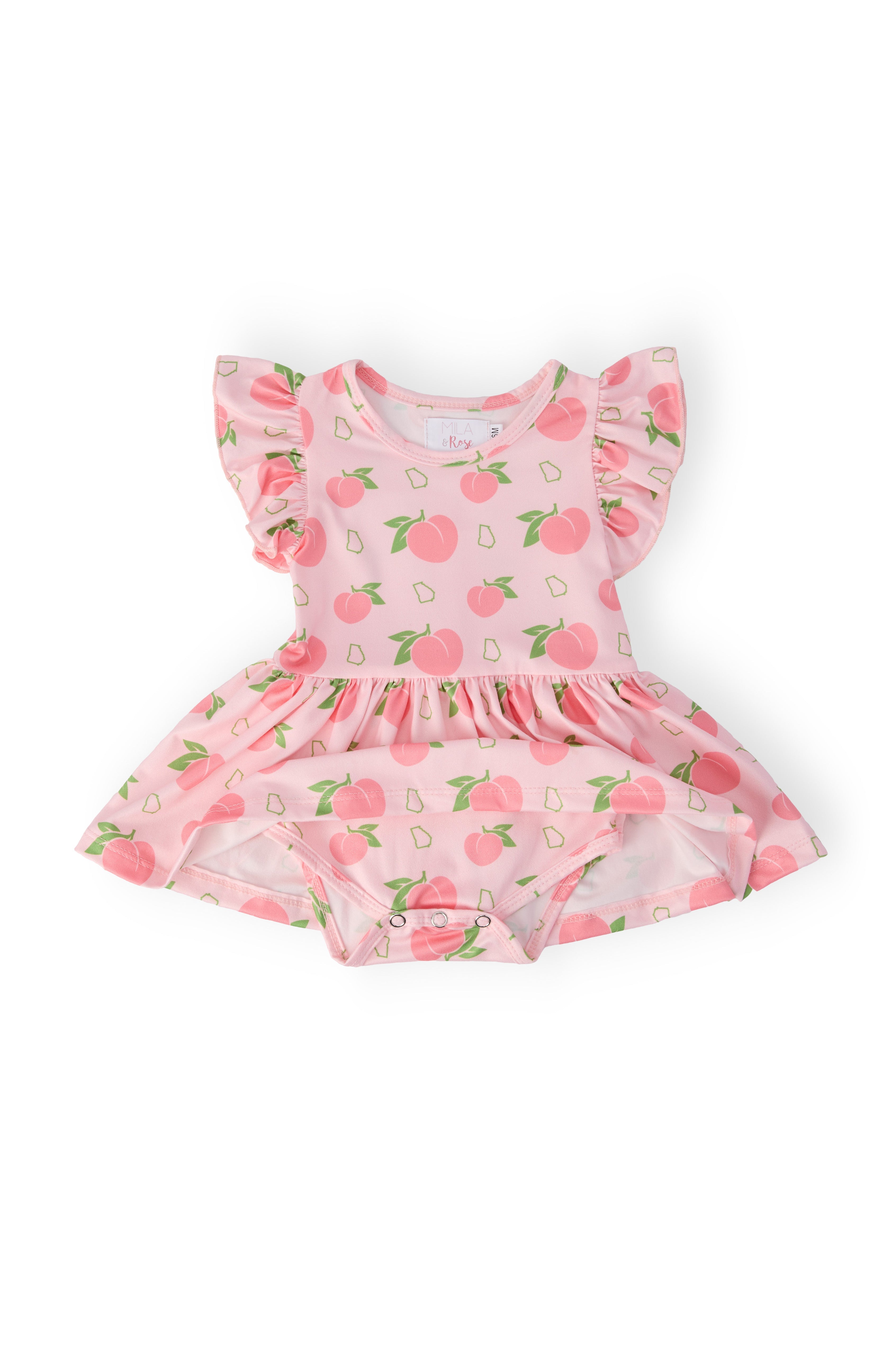 Georgia Peach S/S Flutter Twirl Bodysuit - Aaria Tees Aaria Tees