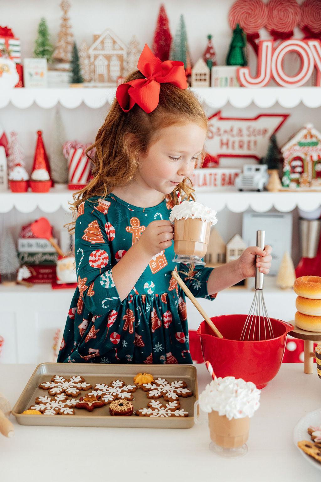 Gingerbread House 3/4 Sleeve Pocket Twirl Dress - Aaria Tees Aaria Tees