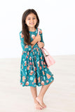Gingerbread House 3/4 Sleeve Pocket Twirl Dress - Aaria Tees Aaria Tees