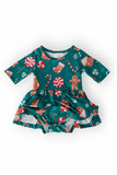 Gingerbread House 3/4 Sleeve Twirl Bodysuit - Aaria Tees Aaria Tees