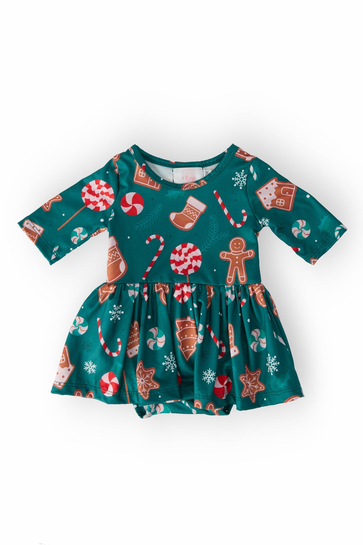 Gingerbread House 3/4 Sleeve Twirl Bodysuit - Aaria Tees