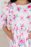 Gingham Bows 3/4 Sleeve Ruffle Twirl Dress - Aaria Tees Aaria Tees
