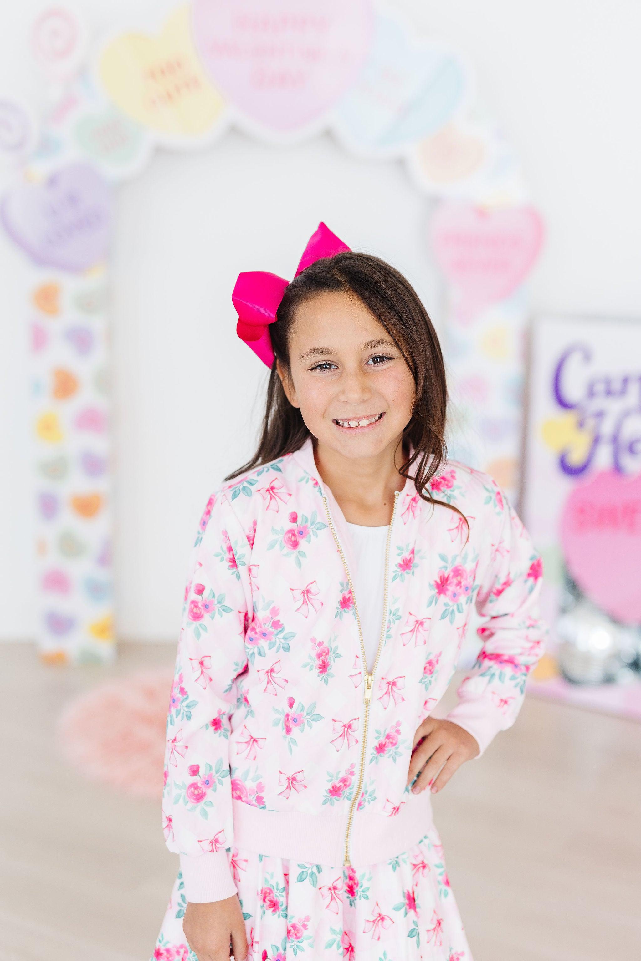 Gingham Bows Satin Jacket - Aaria Tees Aaria Tees